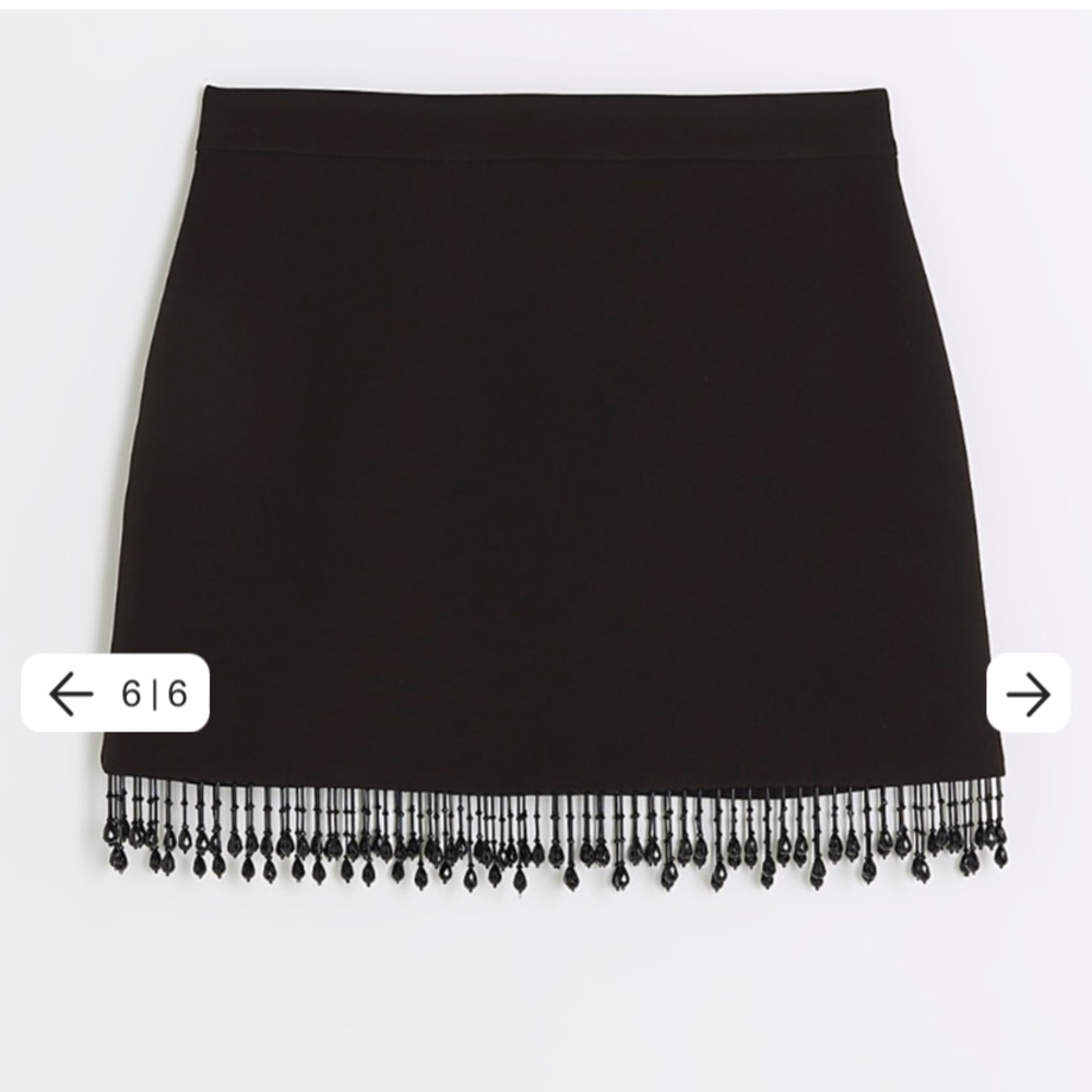 Black Beaded Fringe Mini Skirt